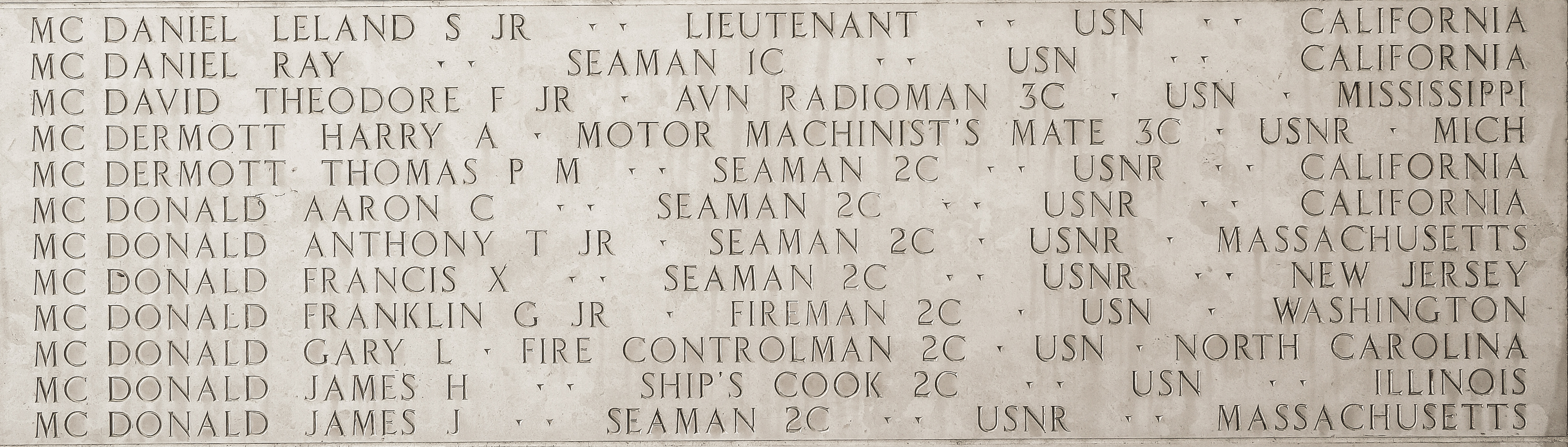 Gary L. McDonald, Fire Controlman Second Class